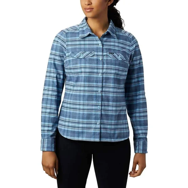 Columbia Women's Silver Ridge LS Flannel Shirt - 3X - Crystal Blue Plaid