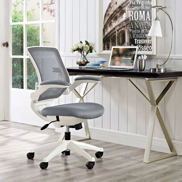 Porch & den Tonti White Frame Mesh Seat Office Chair - Grey