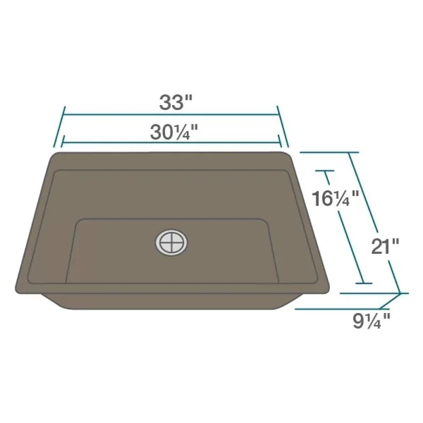 Mr Direct T848 Topmount Large Single Bowl Kitchen Sink, Mocha, Colored STRAINER