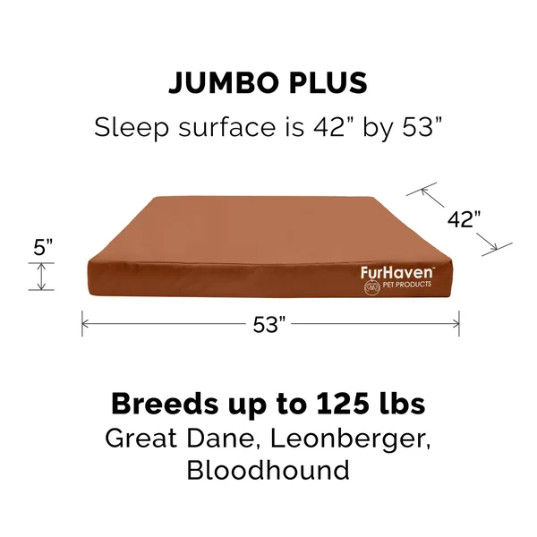 FurHaven Logo Indoor/Outdoor Deluxe Full Support Orthopedic Dog Bed - Jumbo Plus - Chestnut