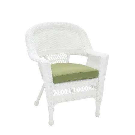 Lounge Chair with Cushion Wicker Lane Color: White, Fabric: Green