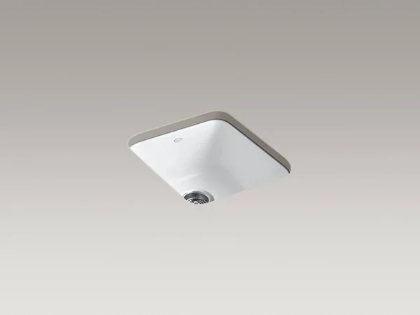 KOHLER K-6584-95 Iron/Tones 17 In. x 18-3/4 In. Top-Mount/Undermount Single Bowl Kitchen Sink - Ice Grey