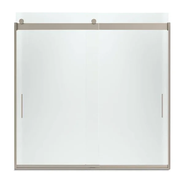 KOHLER K-706002-D3-ABV Levity Frameless Sliding Bath Door with Frosted Glass, Anodized Brushed Bronze