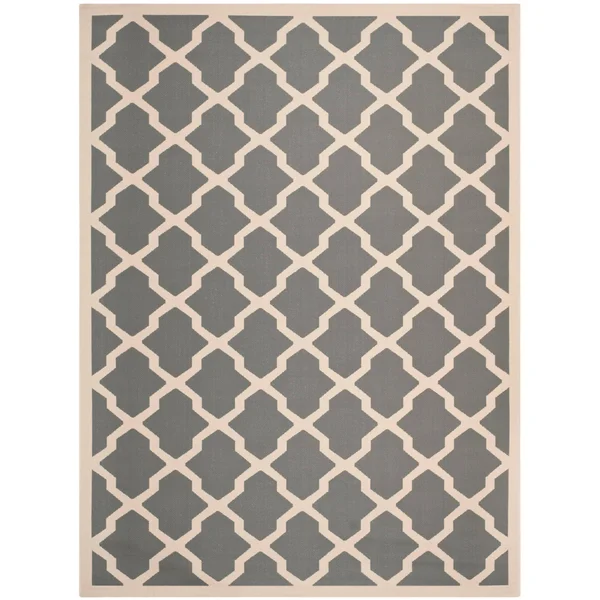 Safavieh Courtyard Anthracite & Beige 5&-3x22 x 5&-3x22 Square Indoor/Outdoor Rug