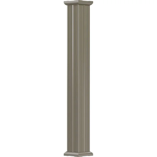 AFCO 4x22 x 10& Endura-Aluminum Column - Square Shaft (FOR Post Wrap Installation), Non-Tapered, Fluted, Wicker Finish w/ Capital