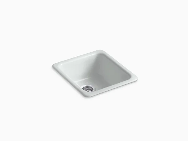 KOHLER K-6584-95 Iron/Tones 17 In. x 18-3/4 In. Top-Mount/Undermount Single Bowl Kitchen Sink - Ice Grey