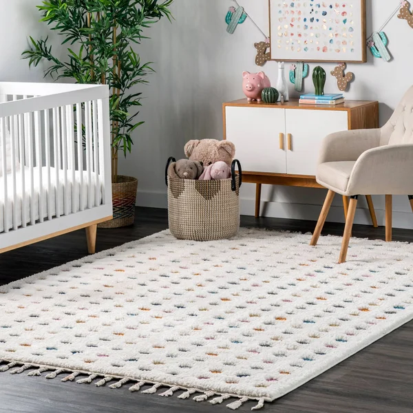 nuLOOM Behati High-Low Polka Dot Tassel Area Rug - Size: 6& 7 inch x 9&