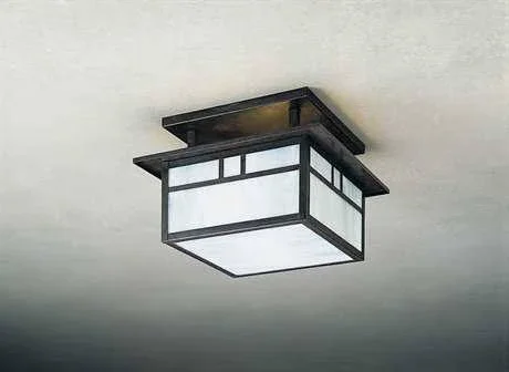 Arroyo Craftsman Lighting Huntington Two-Light Semi-Flush Mount Light Double T-Bar Overlay, Antique Brass, Clear Seedy - HCM-1