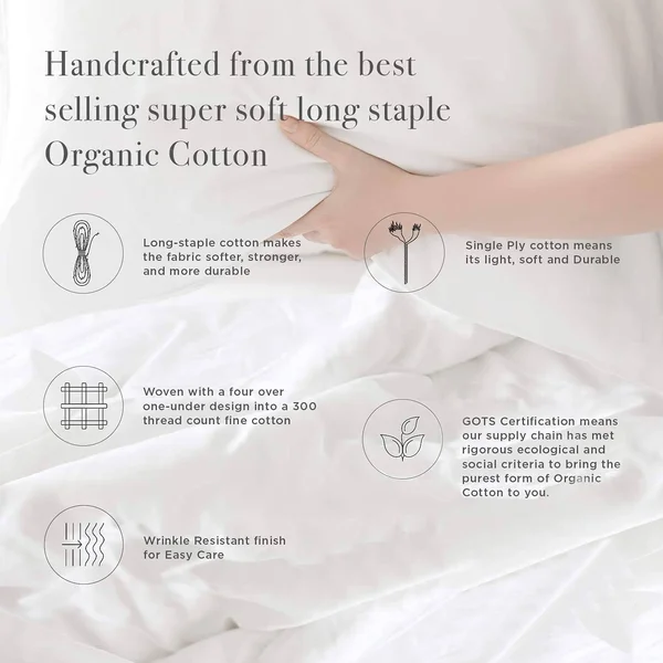 GOTS Certified 300TC Organic Cotton Sateen Wrinkle Resistant Flat Sheets - Sand - King