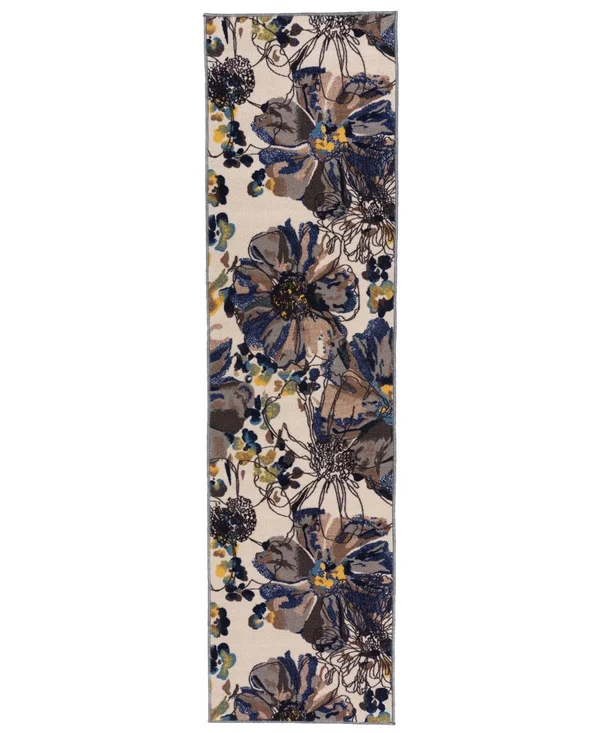 World Rug Gallery Modern Bright Flowers Non-Slip (Non-Skid) Multi 24 in. x 120 in. Runner Rug