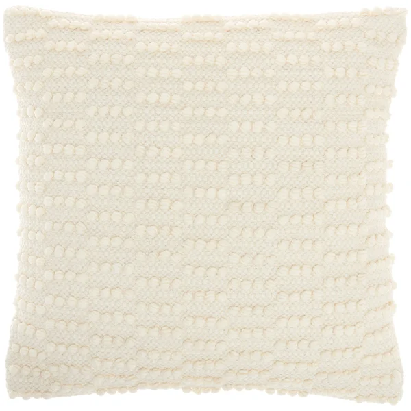 18x22x18x22 Life Styles Woven Dot Striped Square Throw Pillow Ivory - Mina Victory