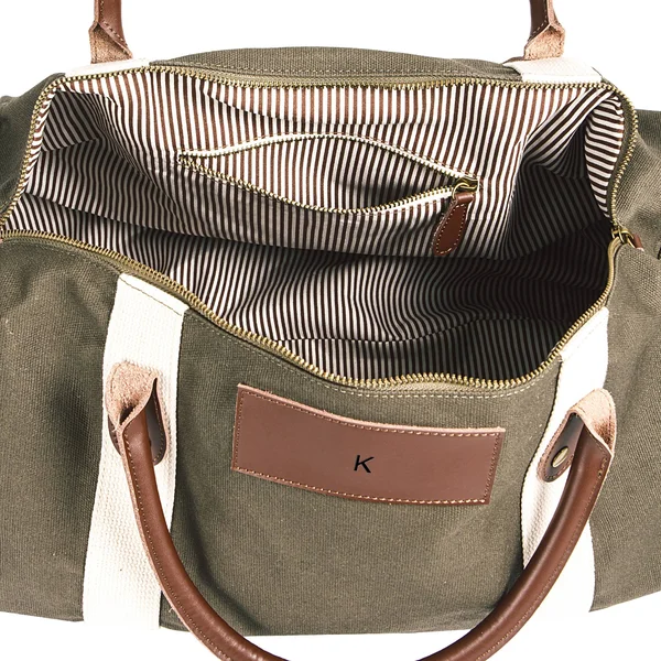 Cathy&s Concepts Green Personalized Canvas Duffel Bag