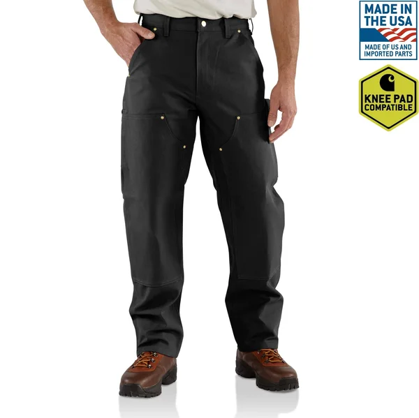 Carhartt Firm Duck Double Front Work Dungaree Pants, Men's Black