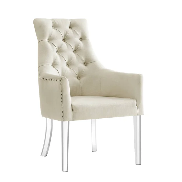 Inspired Home Dining Chair Acrylic Legs Cream White, Linen