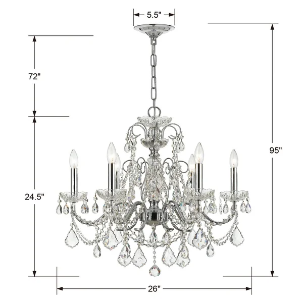 Crystorama 3226-CH-CL-I Imperial 6 Light Crystal Chrome Chandelier