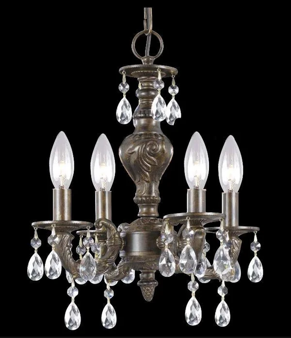 Crystorama 5024-VB-CL-SAQ Paris Market 4 Light Spectra Crystal Bronze Mini Chandelier