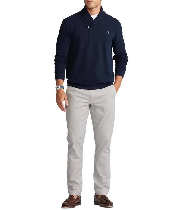 Polo Ralph Lauren Luxury Jersey Shawl Pullover, Mens, S, Aviator Navy
