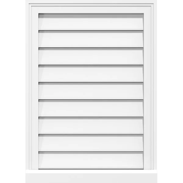 Ekena Millwork GVPVE32X2603SF 32x22W x 26x22H Vertical Surface Mount PVC Gable Vent: Functional, w/ 2x22W x 2x22P Brickmould Sil