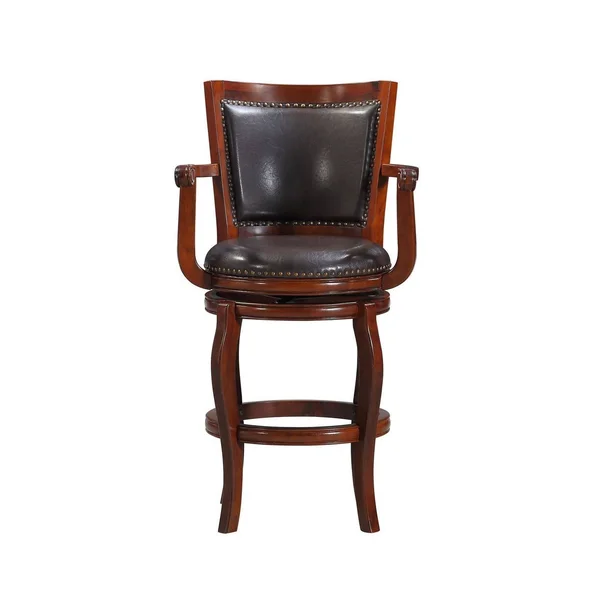 Swivel Barstool with Sleek Rolled Arms and Nailhead Accents, Brown, Saltoro Sherpi