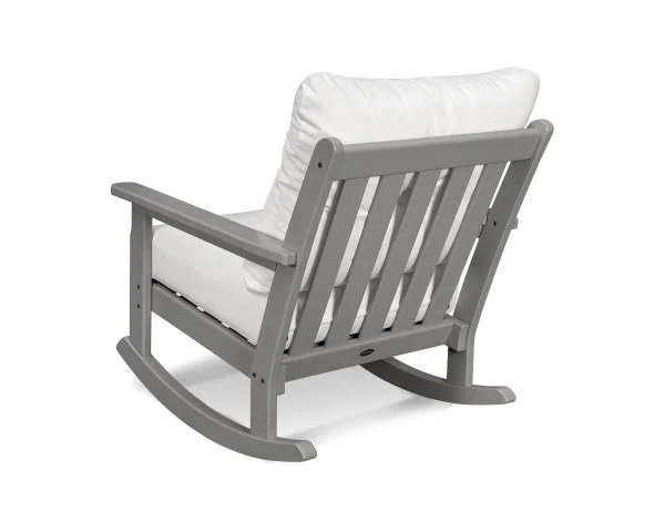 POLYWOOD Vineyard Deep Seating Rocking Chair - White Marine Indigo