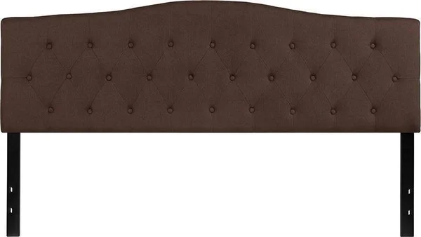 Alamont Arched Button Tufted Upholstered King Size Headboard in Dark Brown Fabric