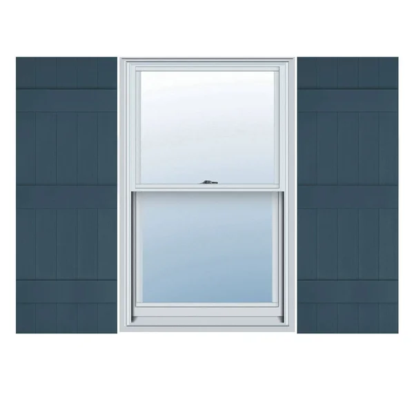 17 1/2 inchw x 58 inchh Lifetime Vinyl, Custom Five Board Joined (3 Batten), Board-n-Batten Shutters, w/Shutter-Loks (Per Pair)