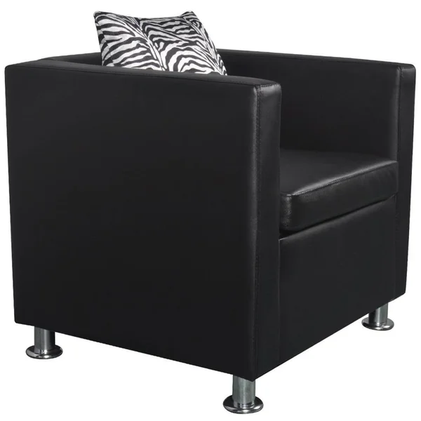vidaXL Cube Armchair Artificial Leather Black