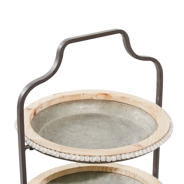 Decmode Grey Metal Farmhouse Tiered Server, 29 x 16 x 15 - 43392