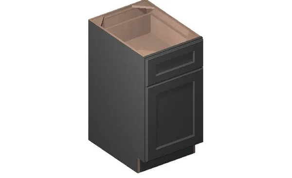 Wilora Hawthorne Shaker Grey 18x22 x 34.5x22 x 24x22 1 DOOR - 1 Drawer, 1 Shelf, 1 Rollout Shelf Base Cabinet, High-Density Fibe