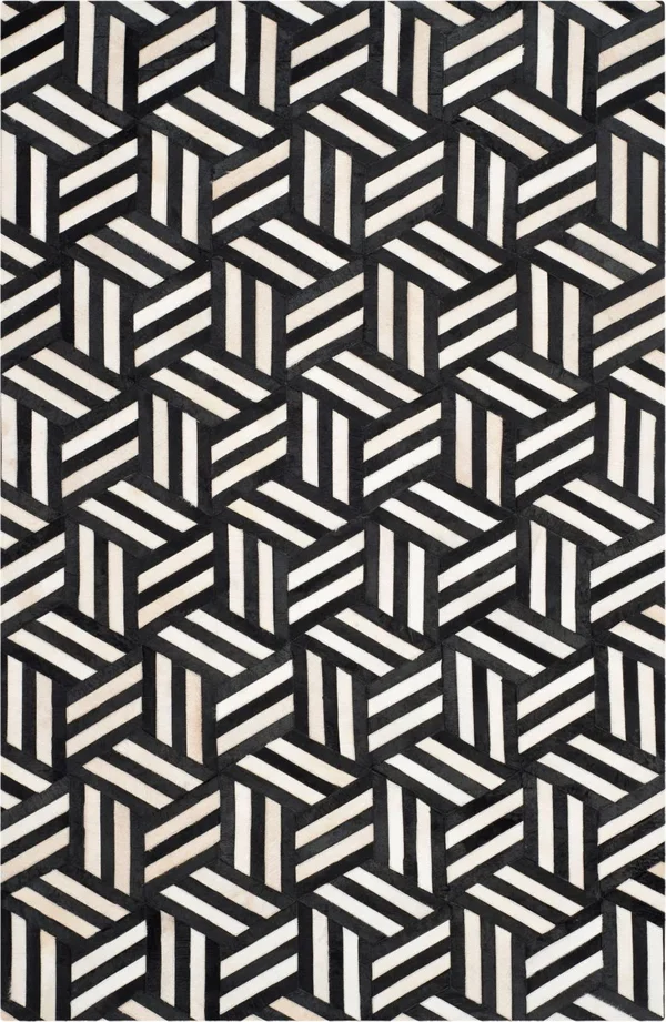Safavieh Studio Leather STL219A Ivory - Black 5& x 8& Area Rug
