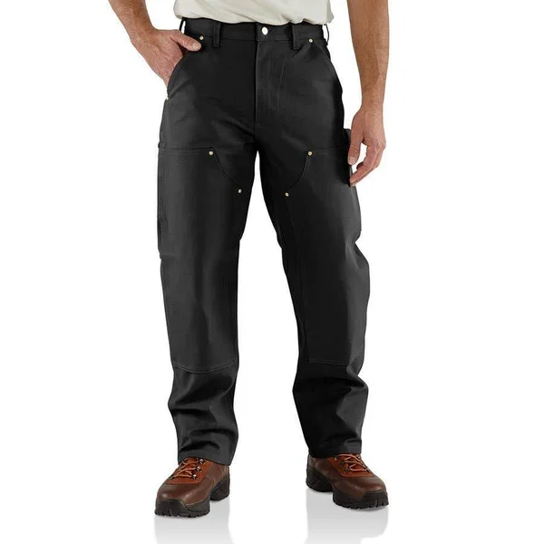 Carhartt Firm Duck Double Front Work Dungaree Pants, Men's Black