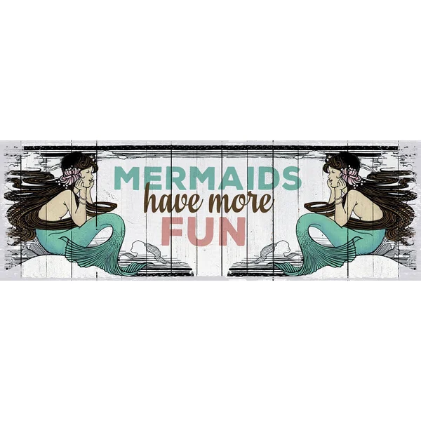 Marmont Hill - Mermaid Fun Painting Print on Wrapped Canvas, Gray