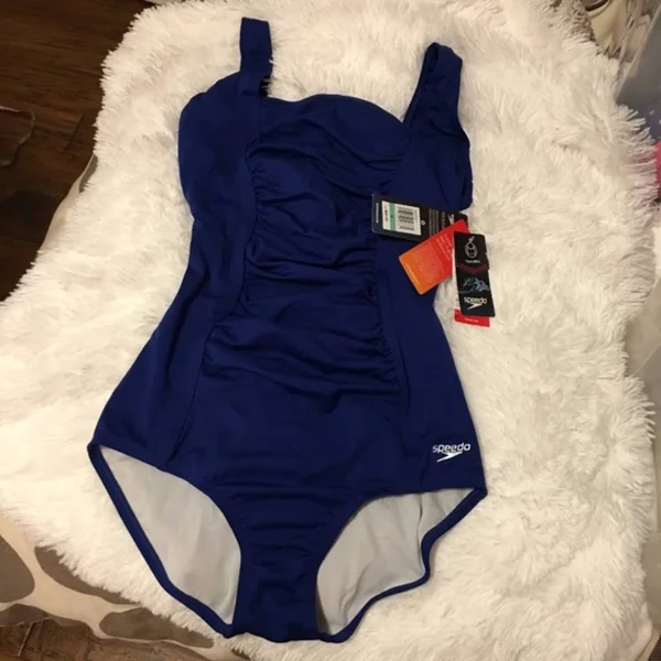 Speedo Women's Shirred Tank Endurance+ One Piece Northern Blue 14