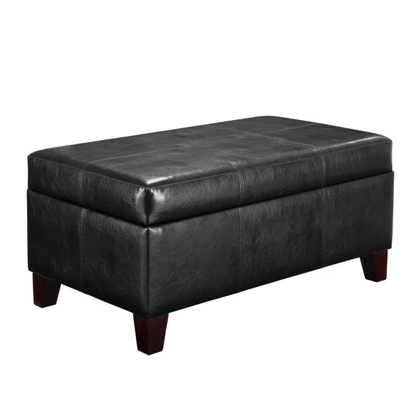 Dorel Living Black Rectangle Storage Ottoman