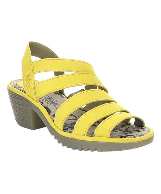 Fly London Women's Sandal Bright Yellow Woze Leather Sandal 37