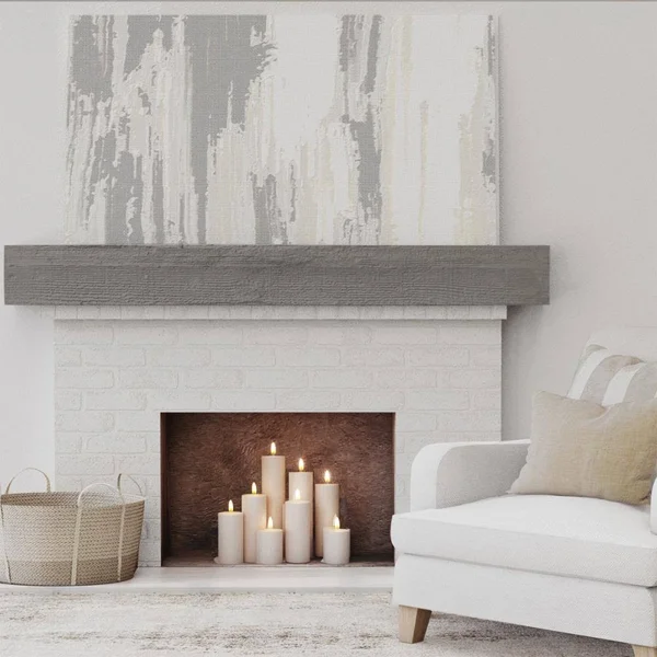 Ekena Millwork MANURS04X08X48BD 4x22H x 8x22D x 48x22W Rough Sawn Faux Wood Fireplace Mantel - Burnished Honey Dew