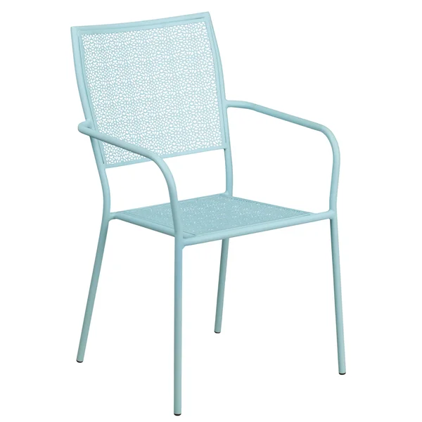 Flash Furniture Indoor-Outdoor Steel Patio Arm Chair with Square Back