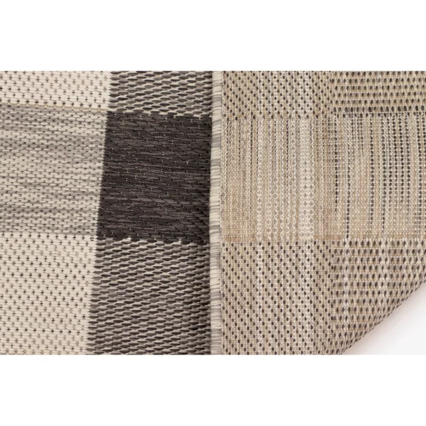 Trans Ocean Portofino Texture Plaid Area Rug - Black, 8&10x22 x 11&9x22 Rectangle