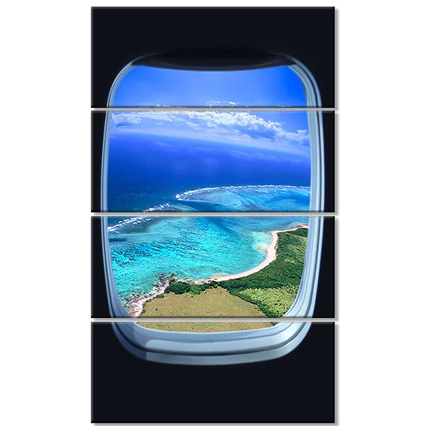 Designart Ocean View from Window Seascape Photo Canvas Art Print, 20x22 x 40