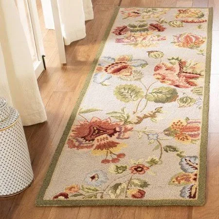 Charlton Home Helena Hand-Hooked Wool Beige Area Rug - Size: Runner 2&6 inch x 8&