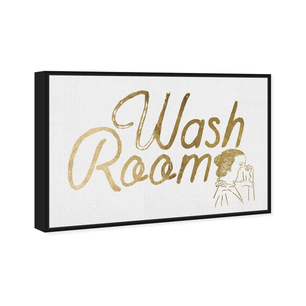 Oliver Gal 'Wash Room' Bath and Laundry Wall Art Framed Canvas Print Laundry - Gold, White - 24 x 16