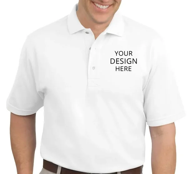 Custom Embroidered Port Authority Men's Polo Shirts - Rapid Dry Sport Shirt - Size: S, White