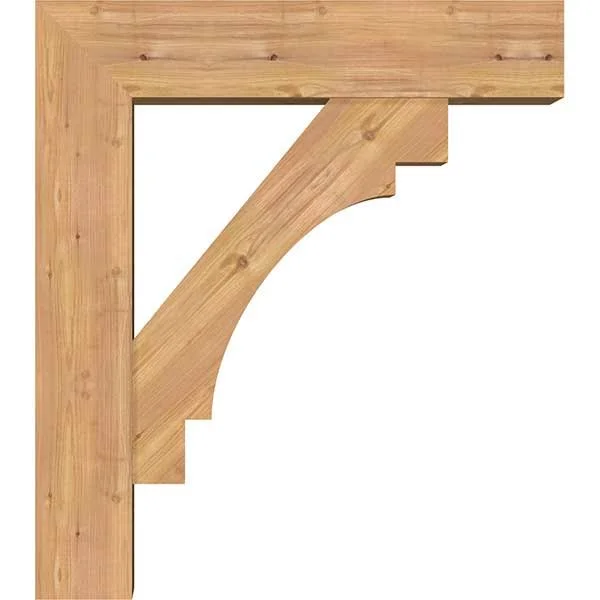 Ekena Millwork 1463187 7 1/2x22W x 30x22D x 34x22H Merced Block Smooth Bracket w/ Offset Brace - Western Red Cedar