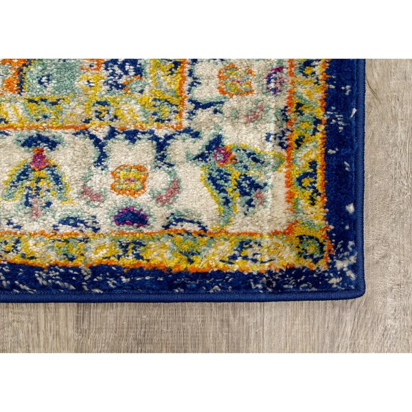 Brighton Blue Beige Multicolour Traditional Rug by Kalora
