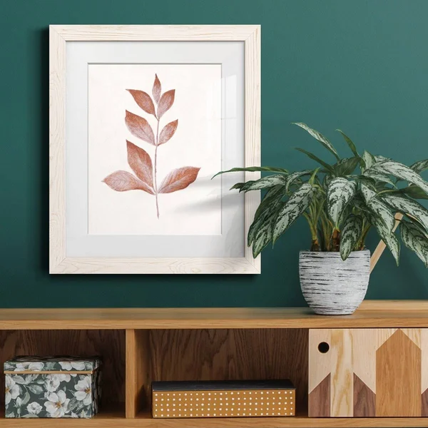 Red Leaf I-Premium Framed Print - Ready to Hang - 23X32 - Grey
