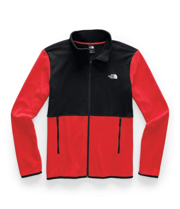 The North Face Men's TKA Glacier Full Zip Jacket Fiery Red/TNF Black, XXL