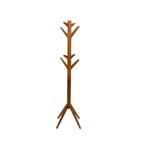 Wood Oak Tree Coat Rack Entryway Coat Stand with 8 Hooks