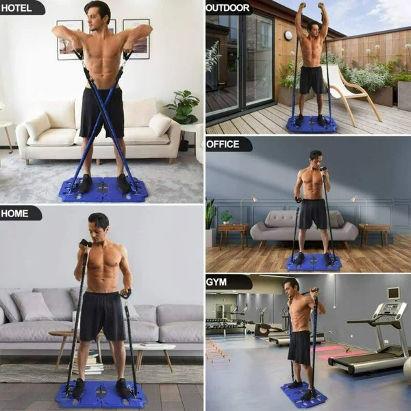 FITINDEX Portable Home Gym - Exercise Equipment with Resistance Bands Bar - Muscle Build Workout Equipment for Men/Women, Full-Bo
