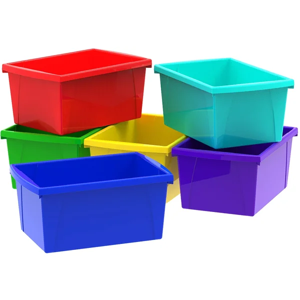 Storex 5.5 Gallon (21L) Classroom Storage Bin - Assorted Colors, 6-Pack
