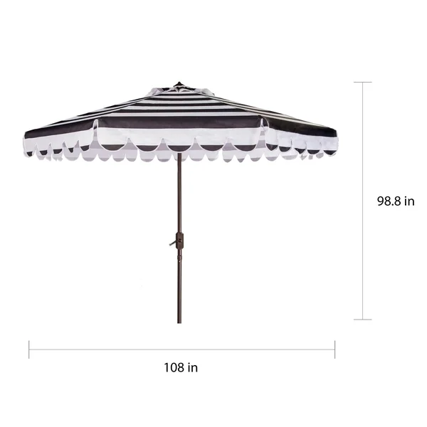 Safavieh 9-ft. Striped Scalloped Trim Patio Umbrella - Black